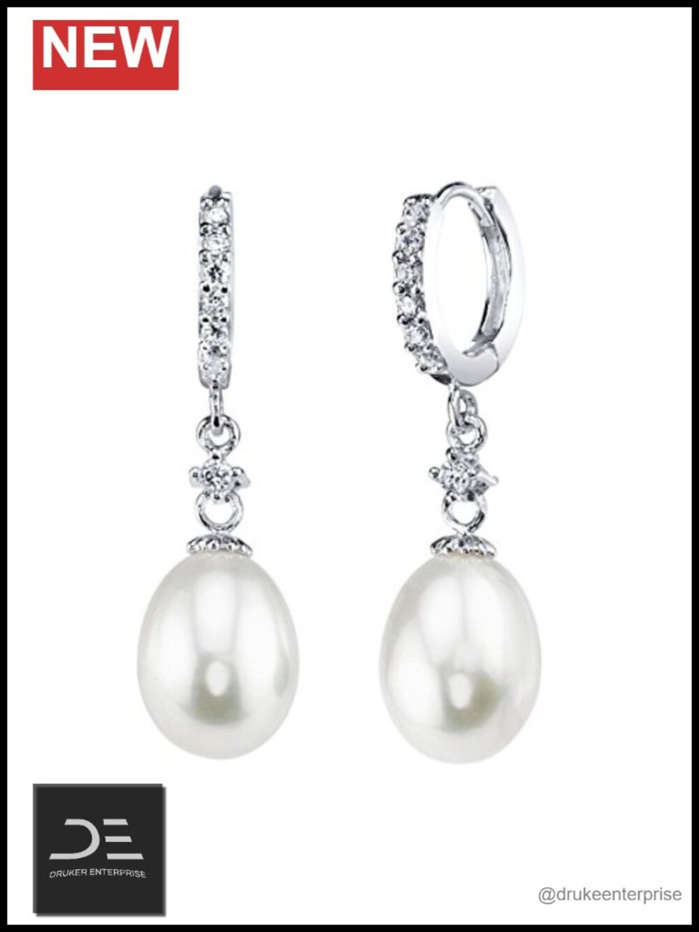 Genuine Freshwater Pearl Drop Earrings Sterling Silver